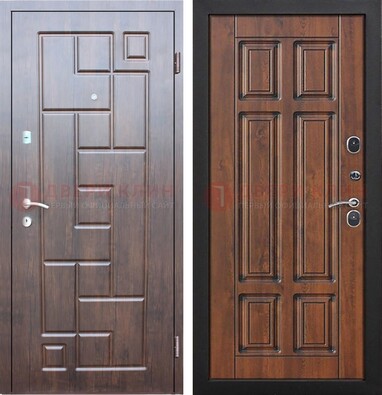 Металлическая коричневая дверь терморазрыв с виноритом и филенкой ДВТ-137 